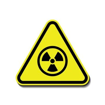 Radiation warning yellow sign vector icon isolated on white background. Stock-Illustration