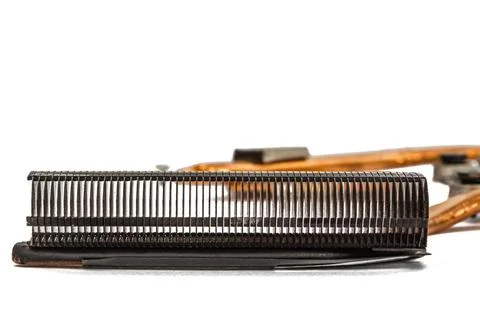 Radiator for cooling of computer processor, isolated on white background R... Foto stock