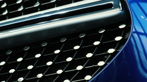 Radiator grille with chrome elements of the new car Stock Footage 144800740