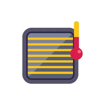 Radiator heating showing rising temperature with thermometer icon Stock Illustration