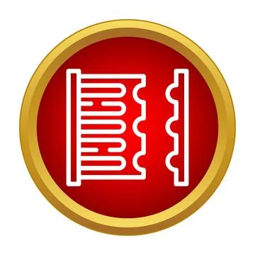 Radiator heating system icon inside a red circle Stock Illustration