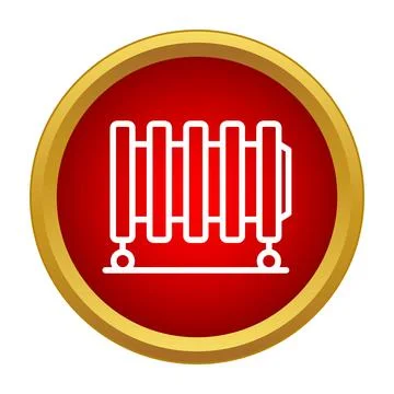 Radiator heating system icon on red button Stock Illustration