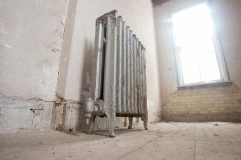 Radiator inside an abandoned building Stock Photos