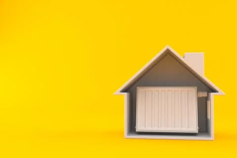 Radiator inside house cross-section Stock Illustration