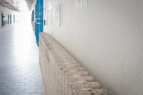 Radiator in an old prison Stock Photos