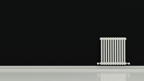Radiator on a wall in an empty room, render 3D Stock Illustration