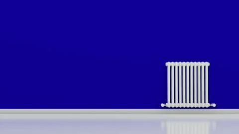 Radiator on a wall in an empty room, render 3D Stock Illustration