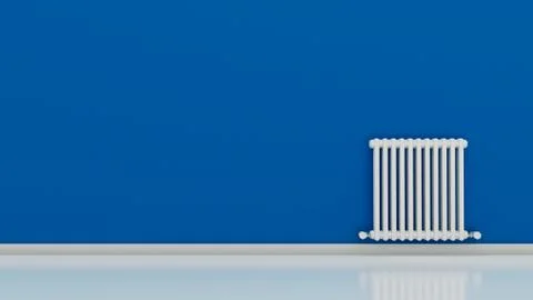 Radiator on a wall in an empty room, render 3D Stock Illustration