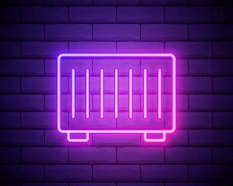 Radiator for warming up neon icon. Elements of hotel set. Simple icon for web Stock Illustration
