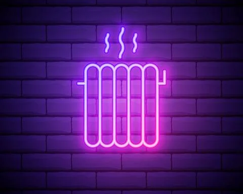 Radiator for warming up neon icon. Elements of hotel set. Simple icon for web Stock Illustration