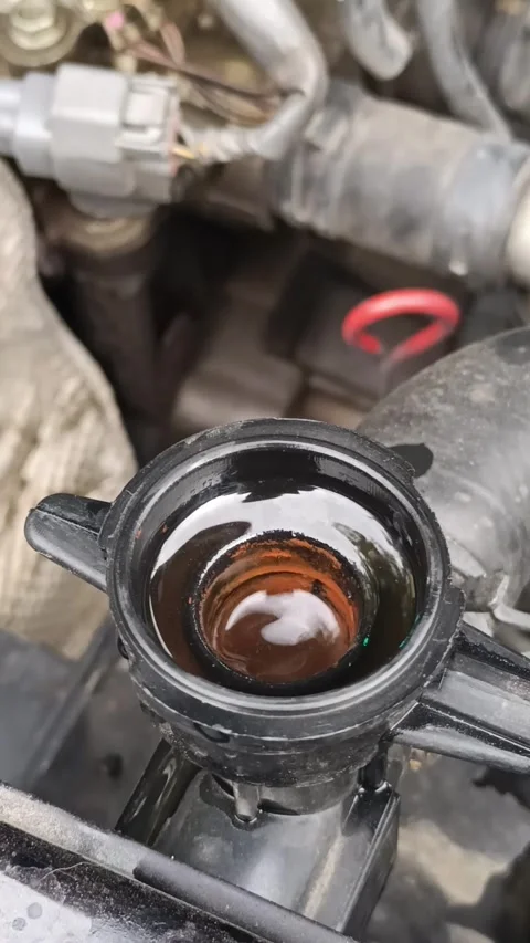 Radiator water of car opened cap Stock Footage 278437889