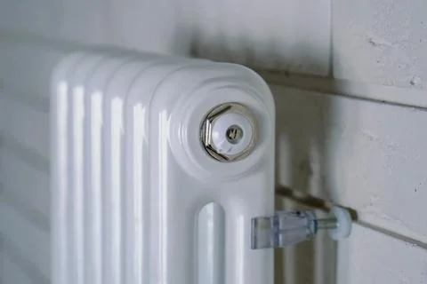 Radiators of the heating system are white. warm radiators. Stock Photos