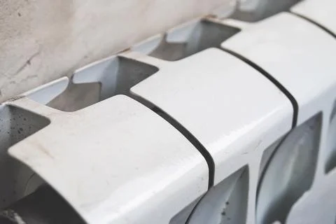 Radiators of the heating system are white. warm radiators. Stock Photos