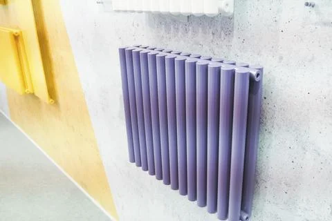 Radiators of heating system, Radiators with cylindrical tubes. Stock Photos