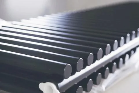 Radiators of heating system, Radiators with cylindrical tubes. Stock Photos