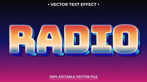 Radio 3D text effect Editable text style effect with colorful abstract ligh.. Stock Illustration