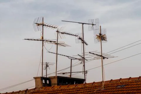 Radio and television antennas Stock Photos