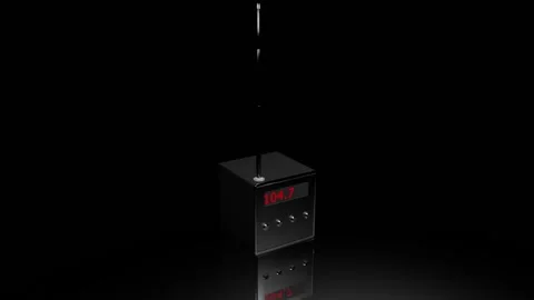 Radio. Animation setting the broadcast frequency. 3d rendering Stock Footage 145708434