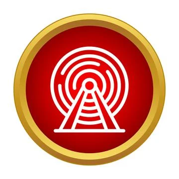 Radio antenna tower transmitting wireless network signal icon イラスト素材