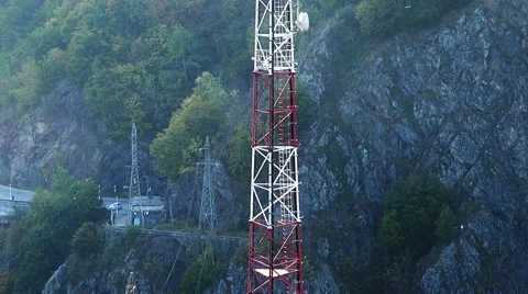 Radio antenna view in the mountains Stock Footage