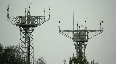 Radio antennas on a cloudy day Video stock 12531671