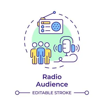 Radio audience multi color concept icon Stock Illustration