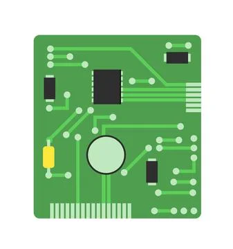 Radio board with elements and tracks. Element for circuit. Object isolated on 스톡 일러스트