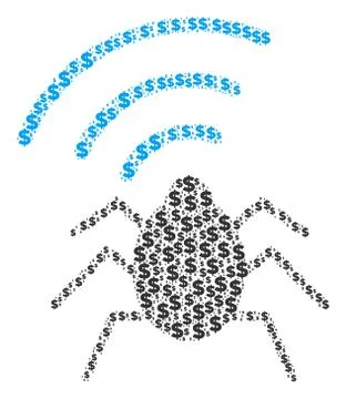 Radio Bug Collage of Dollar and Dots Stock Illustration