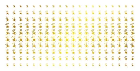 Radio Bug Gold Halftone Grid Stock Illustration