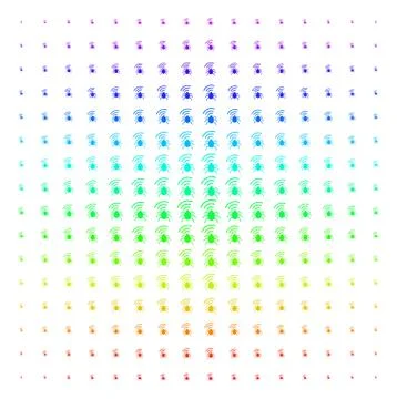 Radio Bug Icon halftone Spectrum grid 스톡 일러스트