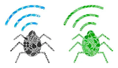 Radio Bug Icon Nature Composition of Leaves Stock Illustration