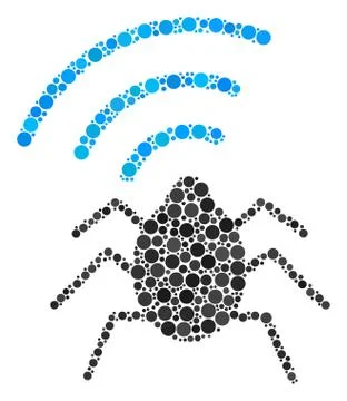 Radio Bug Mosaic of Filled Circles Stock Illustration