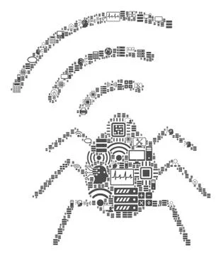 Radio Bug Mosaic Icon for BigData and Computing Illustrazione stock