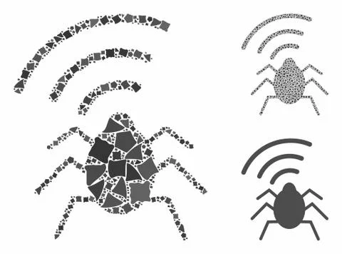 Radio bug Mosaic Icon of Irregular Elements 스톡 일러스트