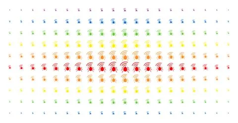 Radio Bug Spectrum Halftone Array Stock Illustration