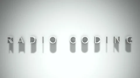 Radio coding 3D title animation with shadows on a white background Stock Footage 297855596