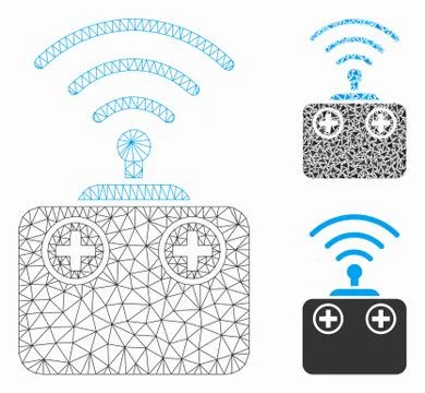Radio Control Device Vector Mesh Network Model and Triangle Mosaic Icon Stock Illustration