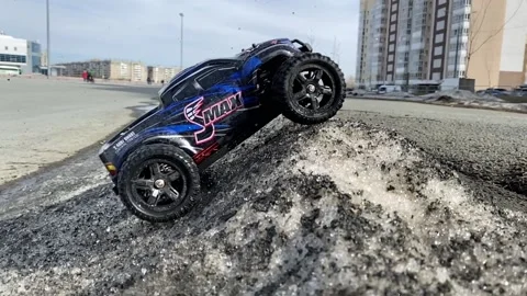Radio-controlled car slow motion Stock Footage 127313565