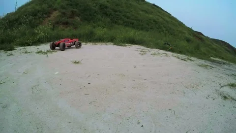 Radio-controlled machine Drift and crashes into the camera Stock Footage 71755449
