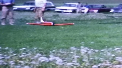 Radio controlled plane takeoff Stock Footage 83333030