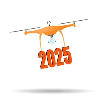 Radio-controlled quadcopter with numbers for the new year 2025. Vector Stock Illustration