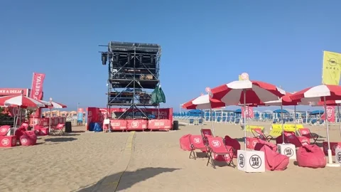 Radio Deejay event setup Viareggio 11 July 2026 Italy Vídeo Stock 339269134