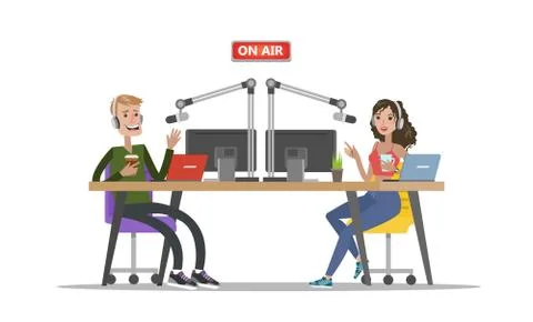 Radio djs on air. Illustrazione stock