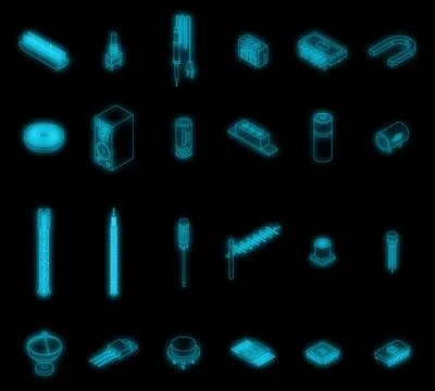 Radio engineer icons set vector neon イラスト素材