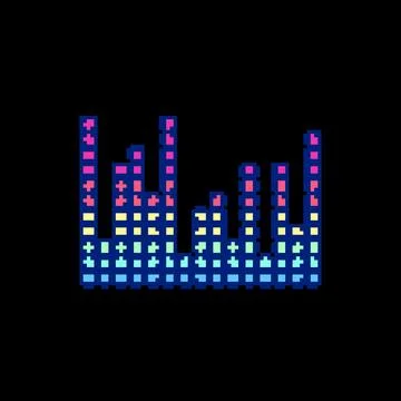 Radio equalizer music pixel art vector illustration Stock Illustration