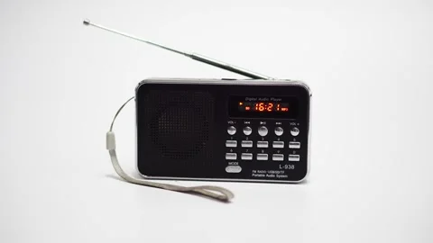 Radio Fm portable digital receiver audio player Stock Footage 184882247