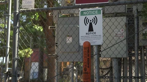 Radio frequency environment area sign, no tresspassing 02 Stock Footage 52791468