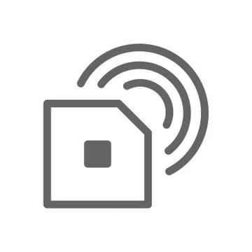 Radio frequency identification chip line icon. Illustrazione stock