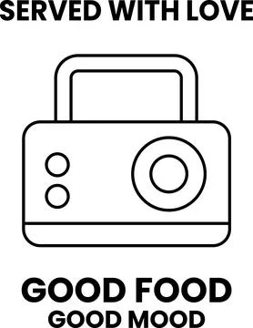 A radio with a handle and a button Illustration