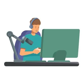 Radio host using smartphone during live podcast recording Stock Illustration